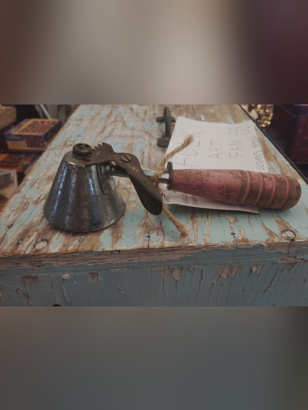 Vintage Handheld Bell with Pink Wooden Handle